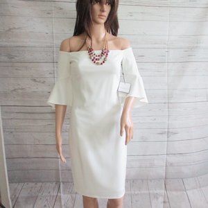 NWT - LAUNDRY by Shelli Segal beautiful white lined dress - sz 0 - MSRP $295.00